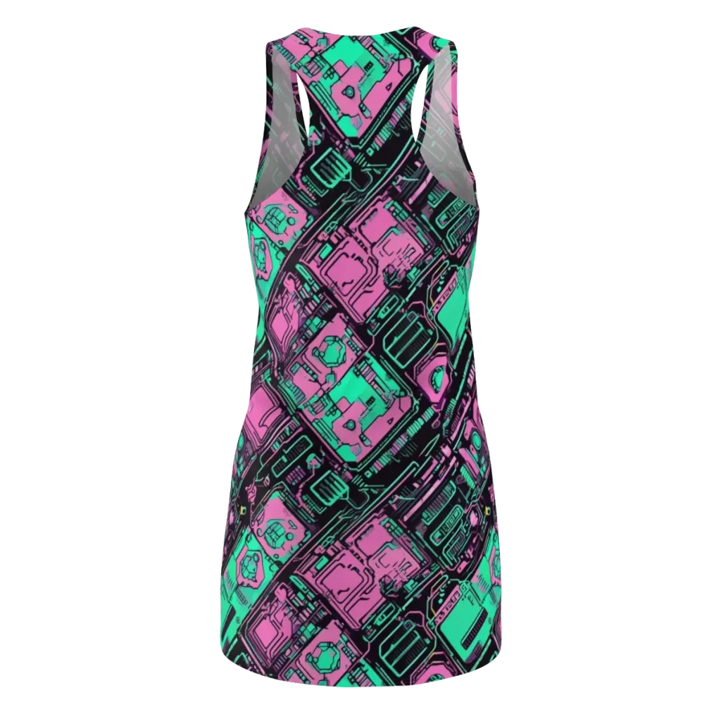 Vaporwave Voltage on Racerback Dress — Back