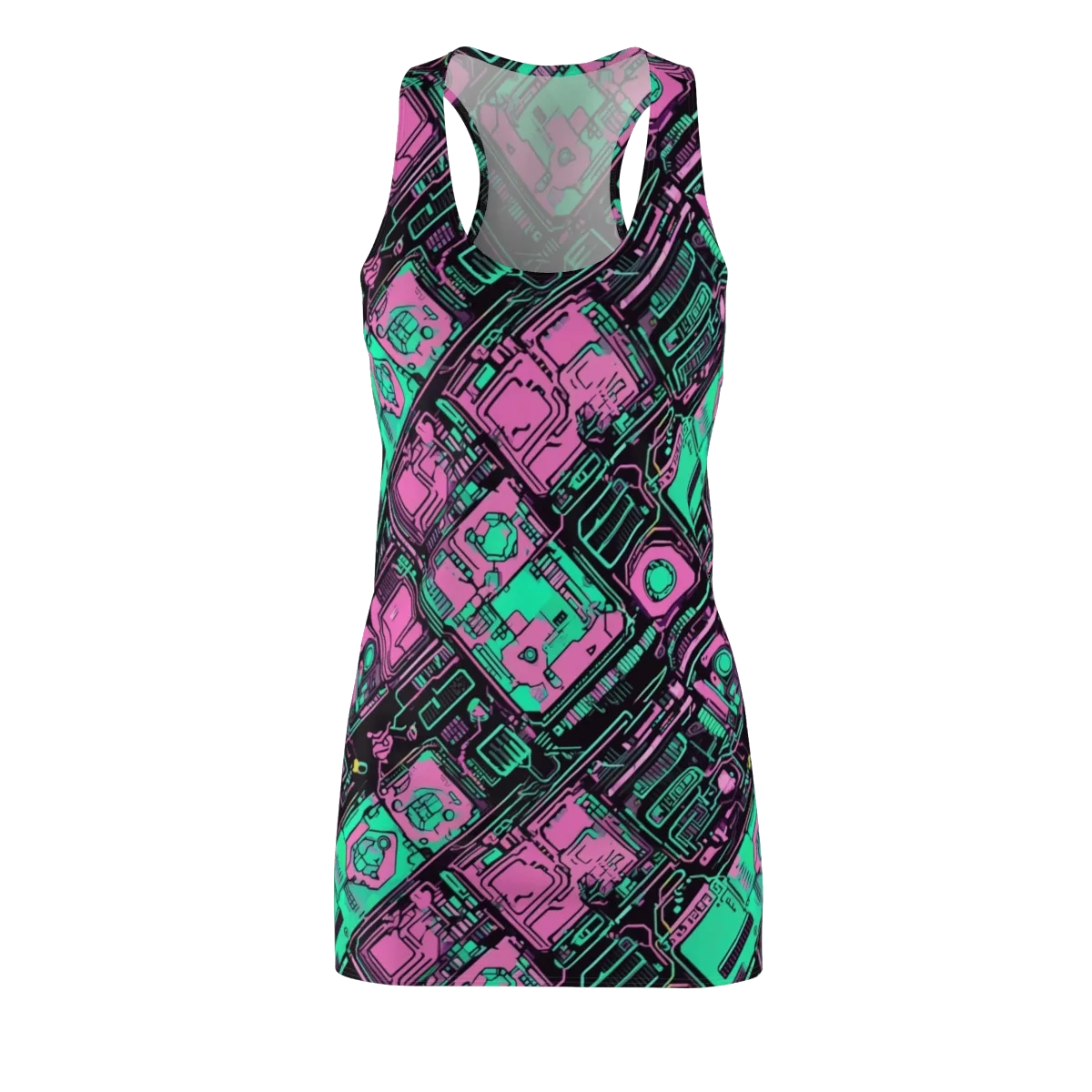 Vaporwave Voltage on Racerback Dress — Front