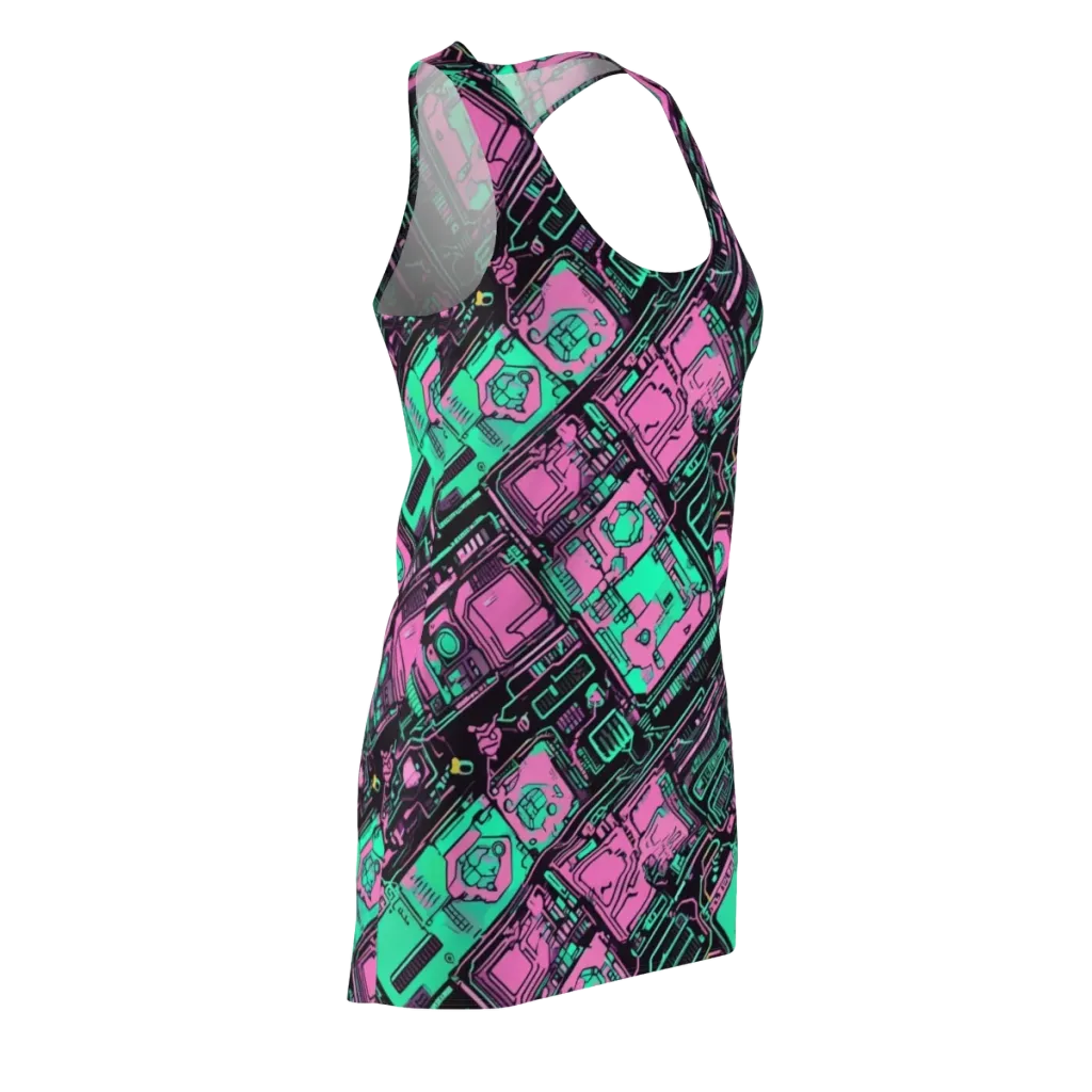 Vaporwave Voltage on Racerback Dress — Front Side
