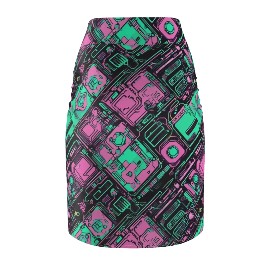 Vaporwave Voltage on Pencil Skirt — Back