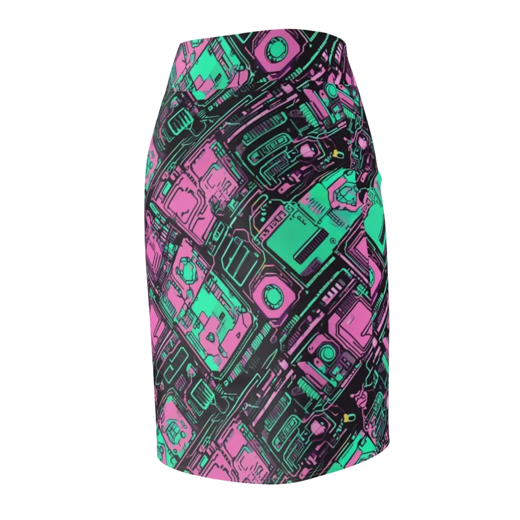 Vaporwave Voltage on Pencil Skirt — Back Side