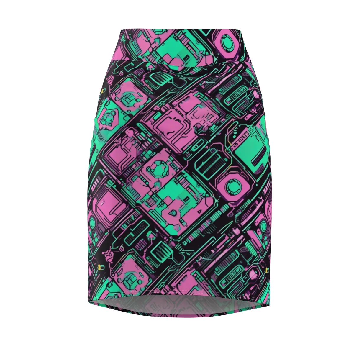 Vaporwave Voltage on Pencil Skirt — Front