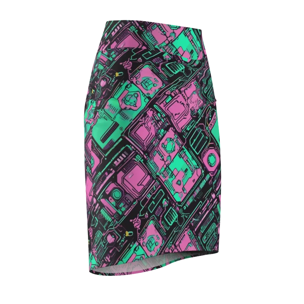 Vaporwave Voltage on Pencil Skirt — Front Side