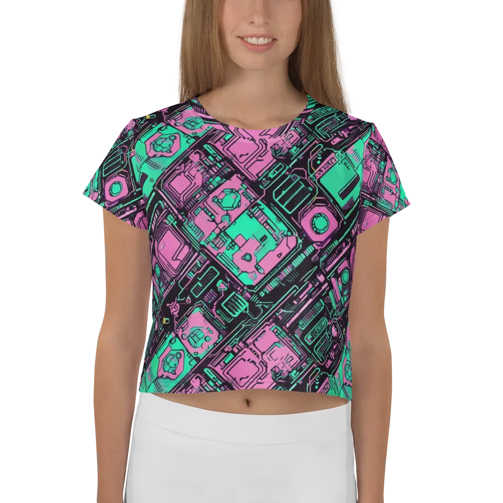 Vaporwave Voltage on Crop Tee — Front