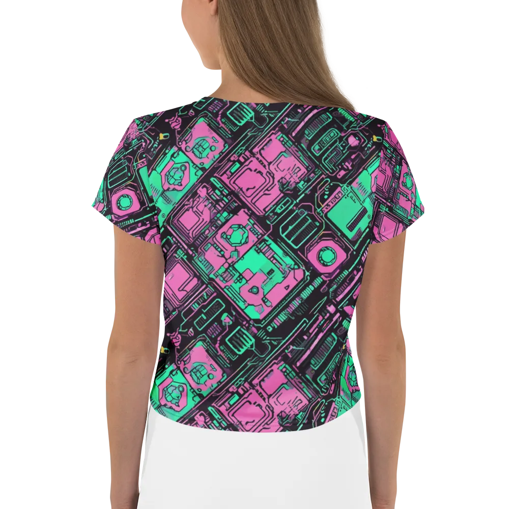 Vaporwave Voltage on Crop Tee — Back
