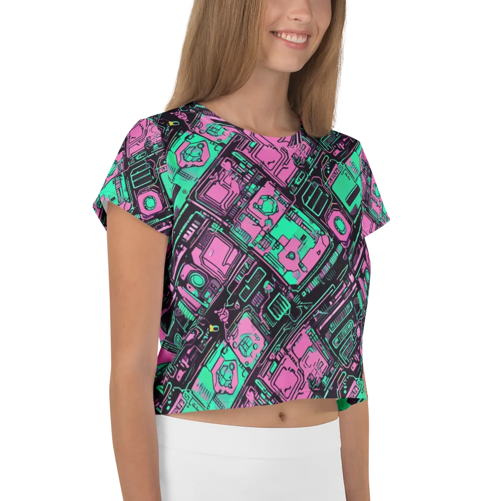 Vaporwave Voltage on Crop Tee — Right