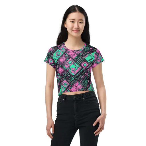 Vaporwave Voltage on a Crop Tee
