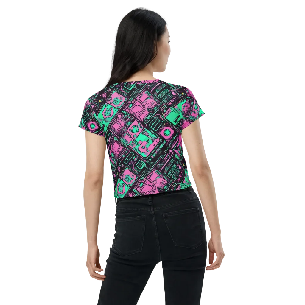 Vaporwave Voltage on Crop Tee — Back