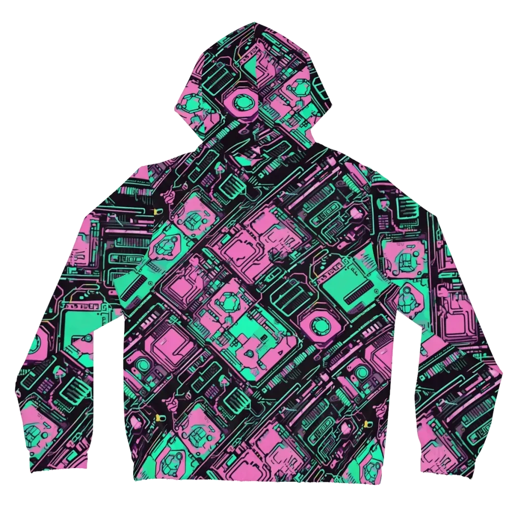 Vaporwave Voltage on Women's Full-Zip Hoodie — Back