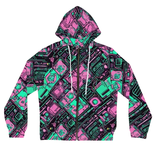 Vaporwave Voltage on a Women's Full-Zip Hoodie
