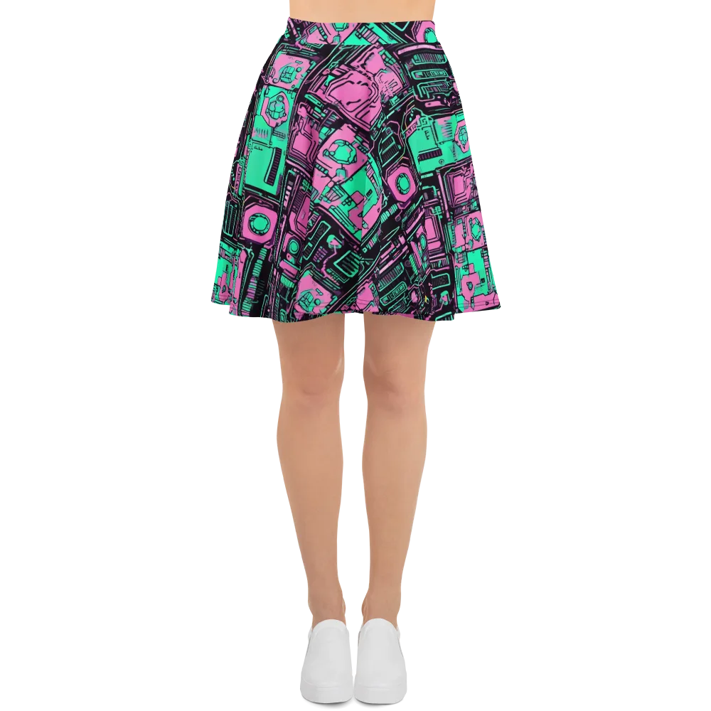 Vaporwave Voltage on Skater Skirt — Front