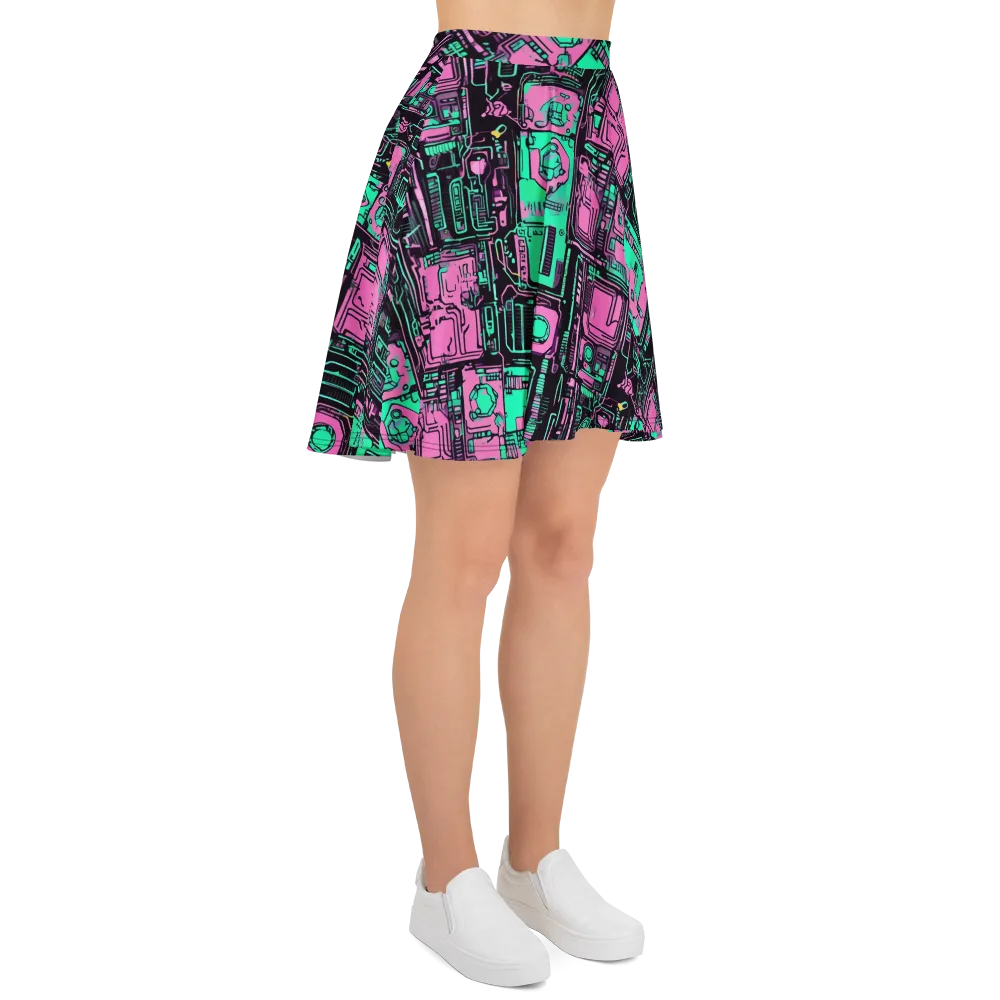 Vaporwave Voltage on Skater Skirt — Right