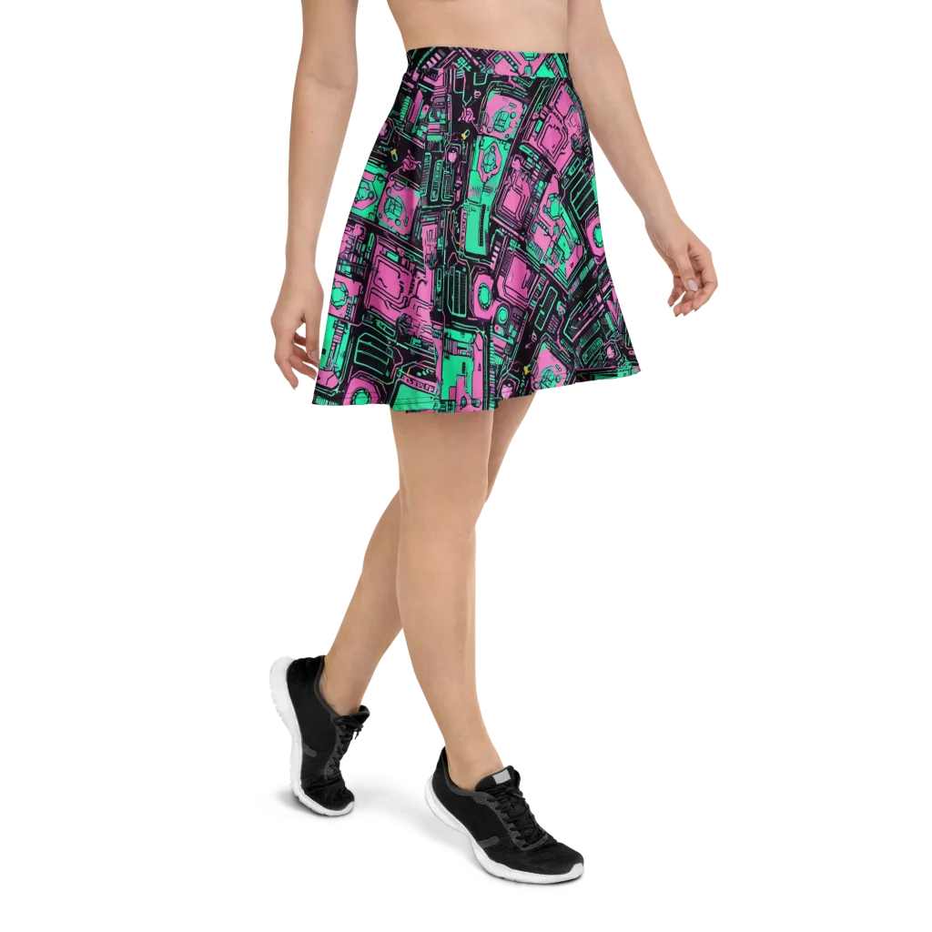 Vaporwave Voltage on Skater Skirt — Right