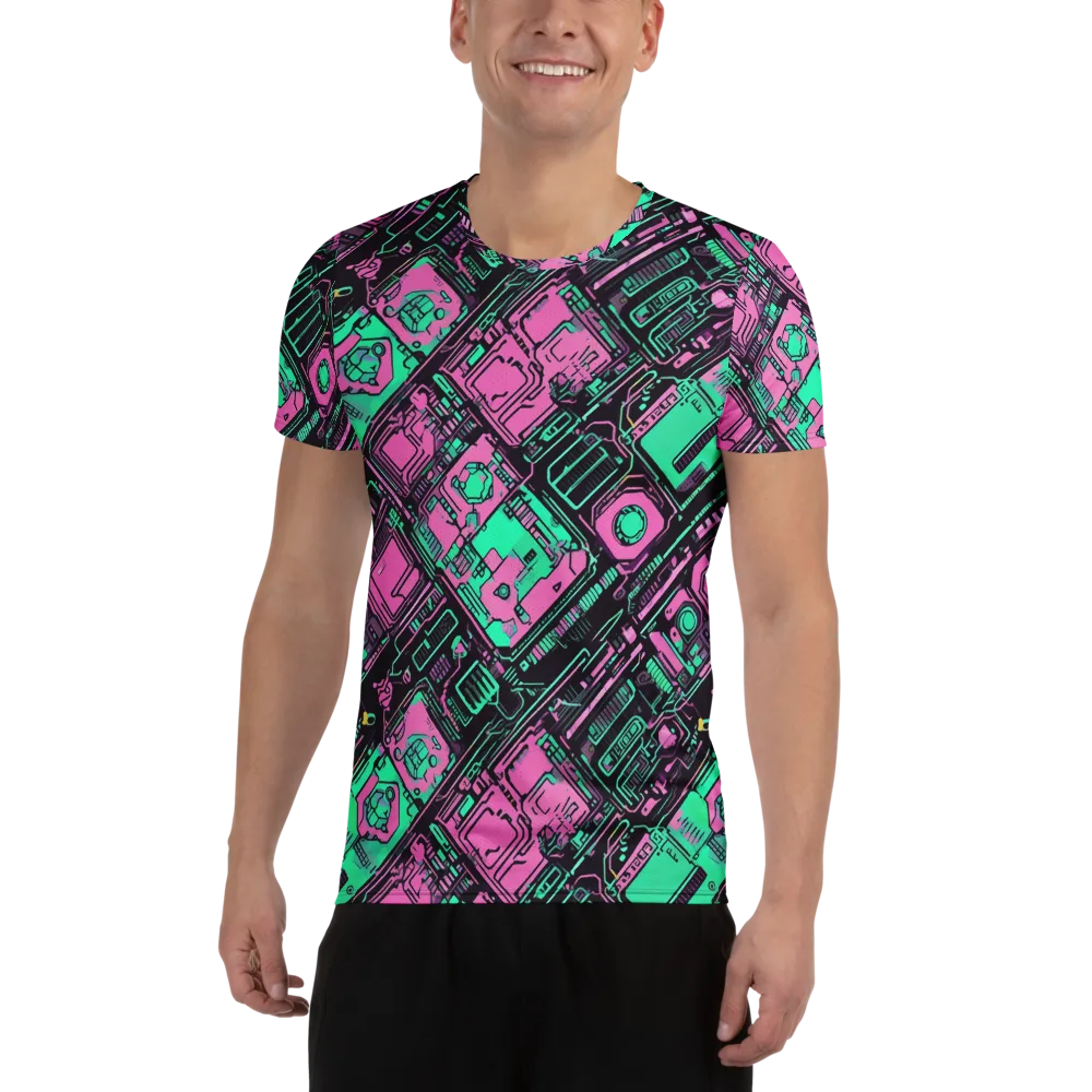 Vaporwave Voltage on Men's Athletic T-Shirt — Front