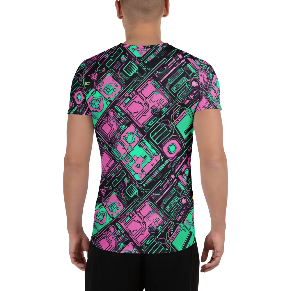 Vaporwave Voltage on Men's Athletic T-Shirt — Back