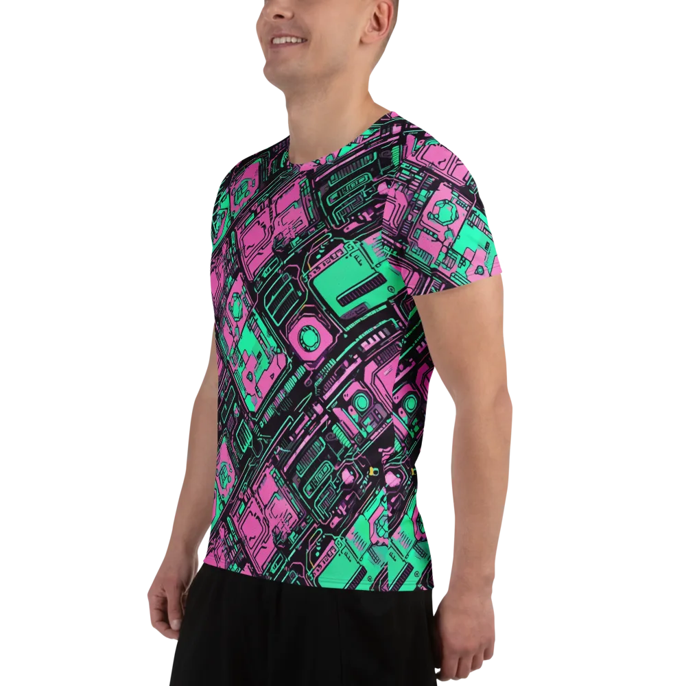 Vaporwave Voltage on Men's Athletic T-Shirt — Left