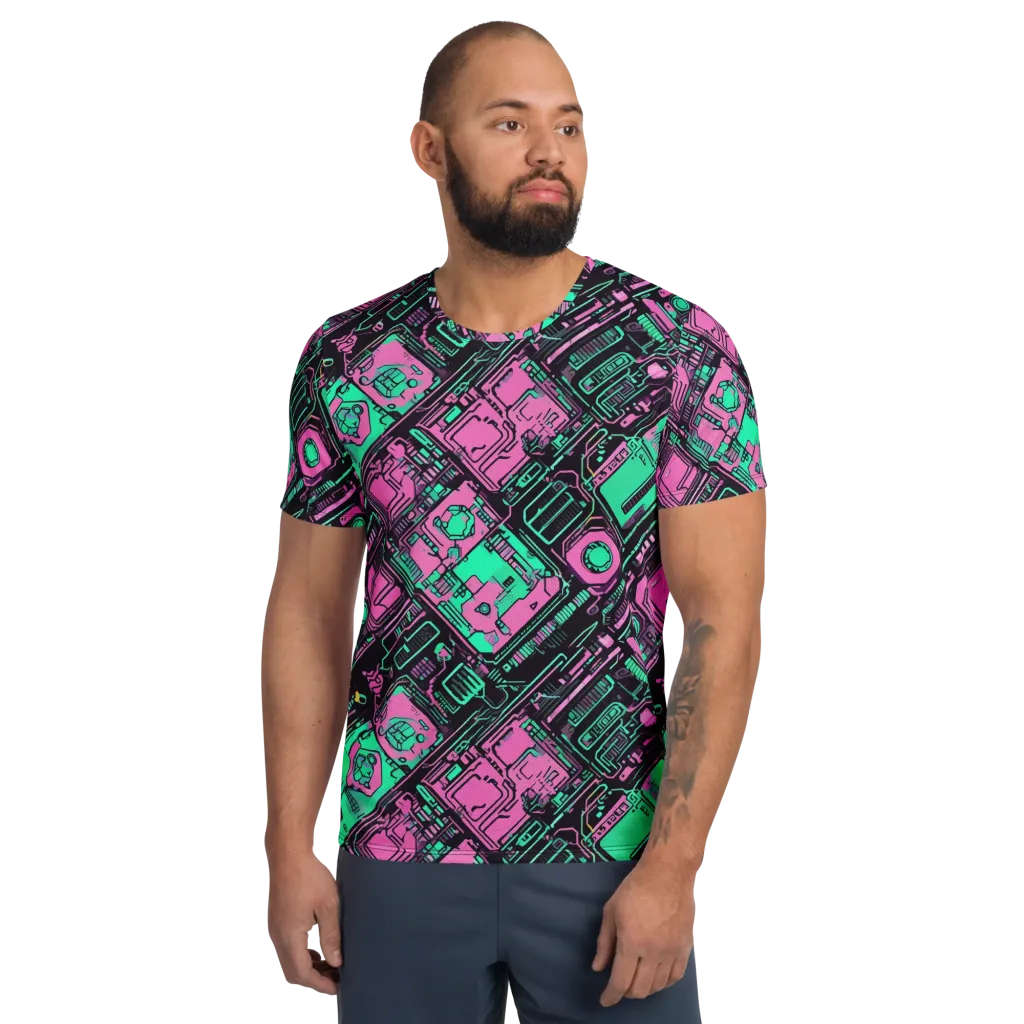 Vaporwave Voltage on Men's Athletic T-Shirt — Front