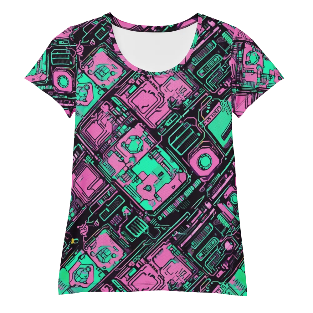 Vaporwave Voltage on Women's Athletic T-Shirt — Front
