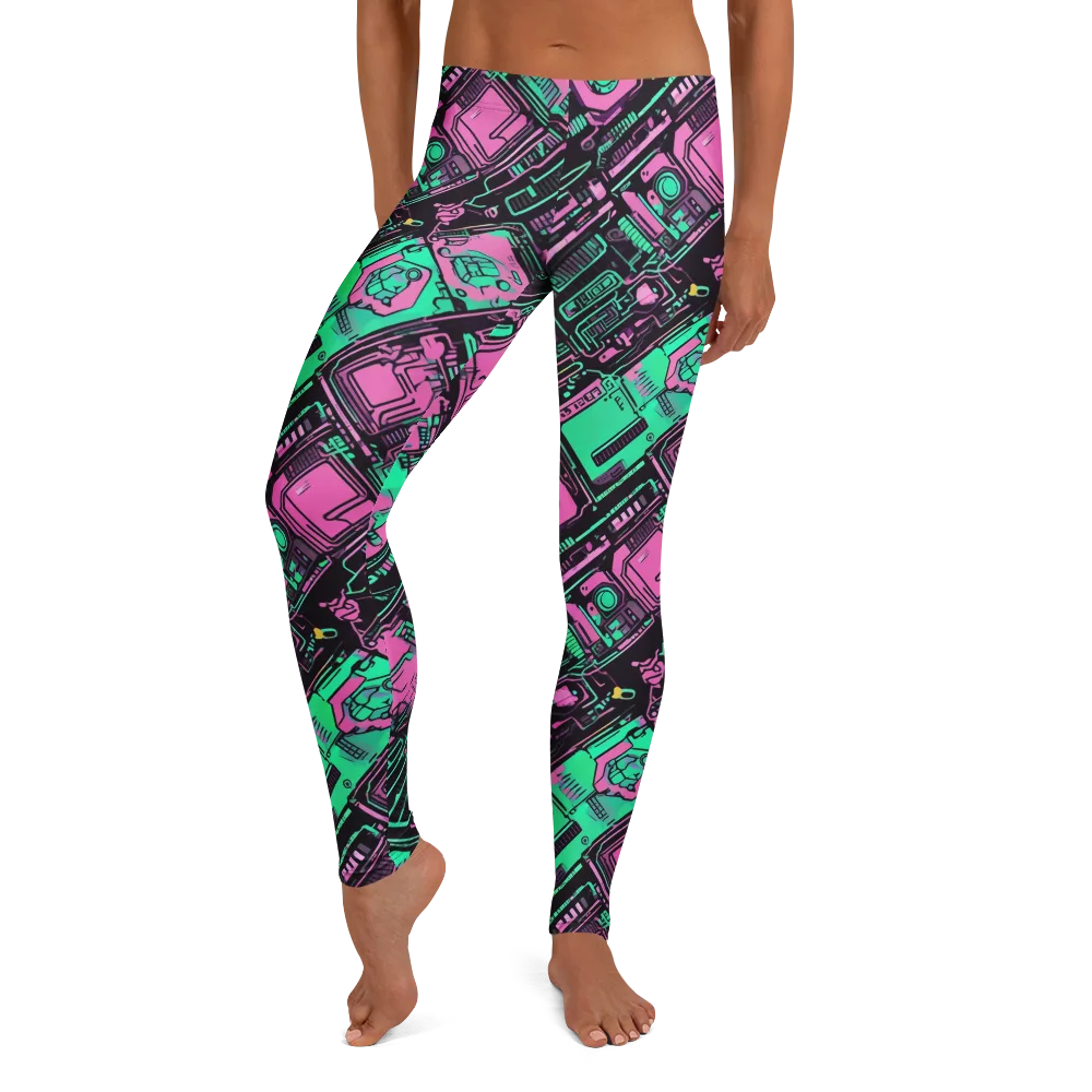 Vaporwave Voltage on Leggings — Front