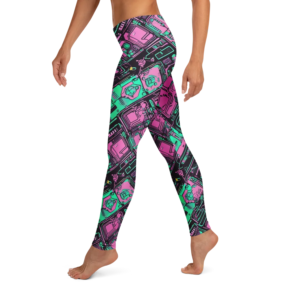 Vaporwave Voltage on Leggings — Left