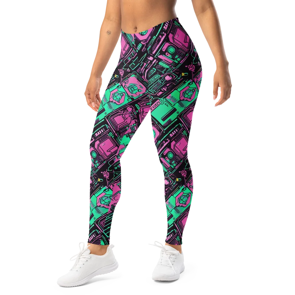 Vaporwave Voltage on Leggings — Left Front