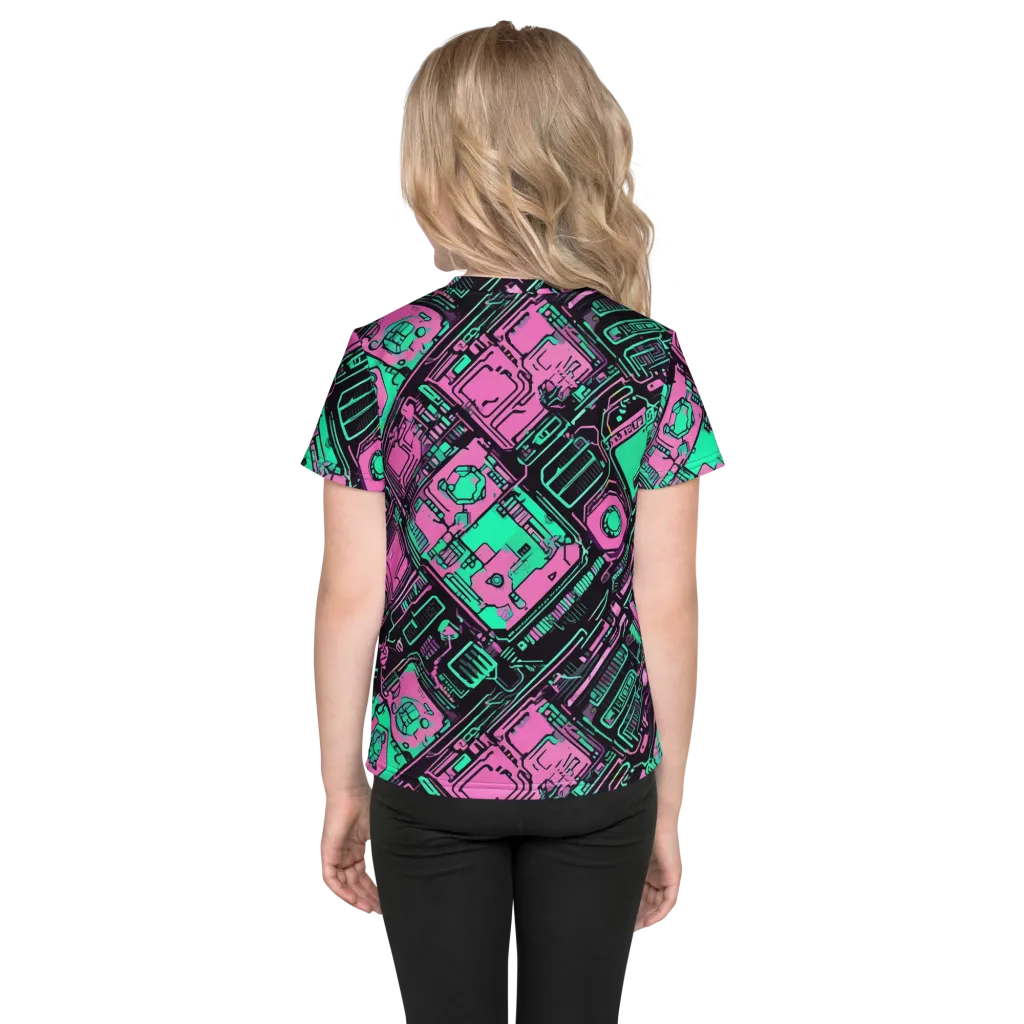 Vaporwave Voltage on Kids Crew Neck T-Shirt — Back