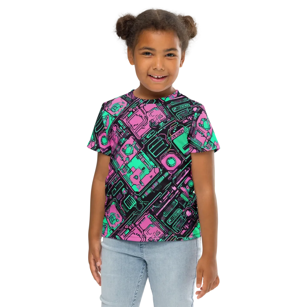 Vaporwave Voltage on Kids Crew Neck T-Shirt — Front