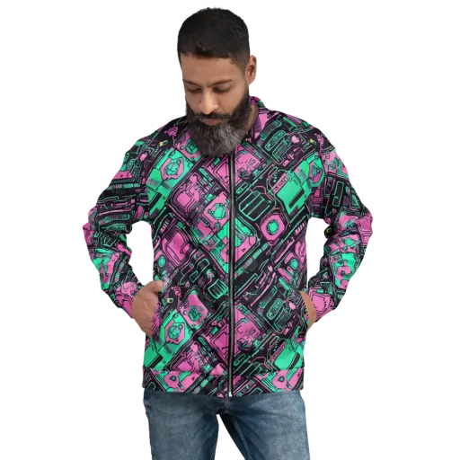 Vaporwave Voltage on a Bomber Jacket