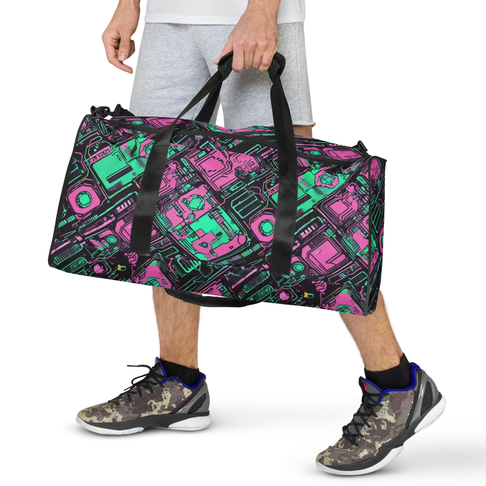 Vaporwave Voltage on Duffle Bag — Front