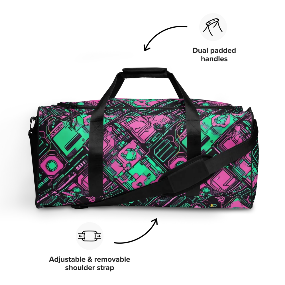Vaporwave Voltage on Duffle Bag — Front