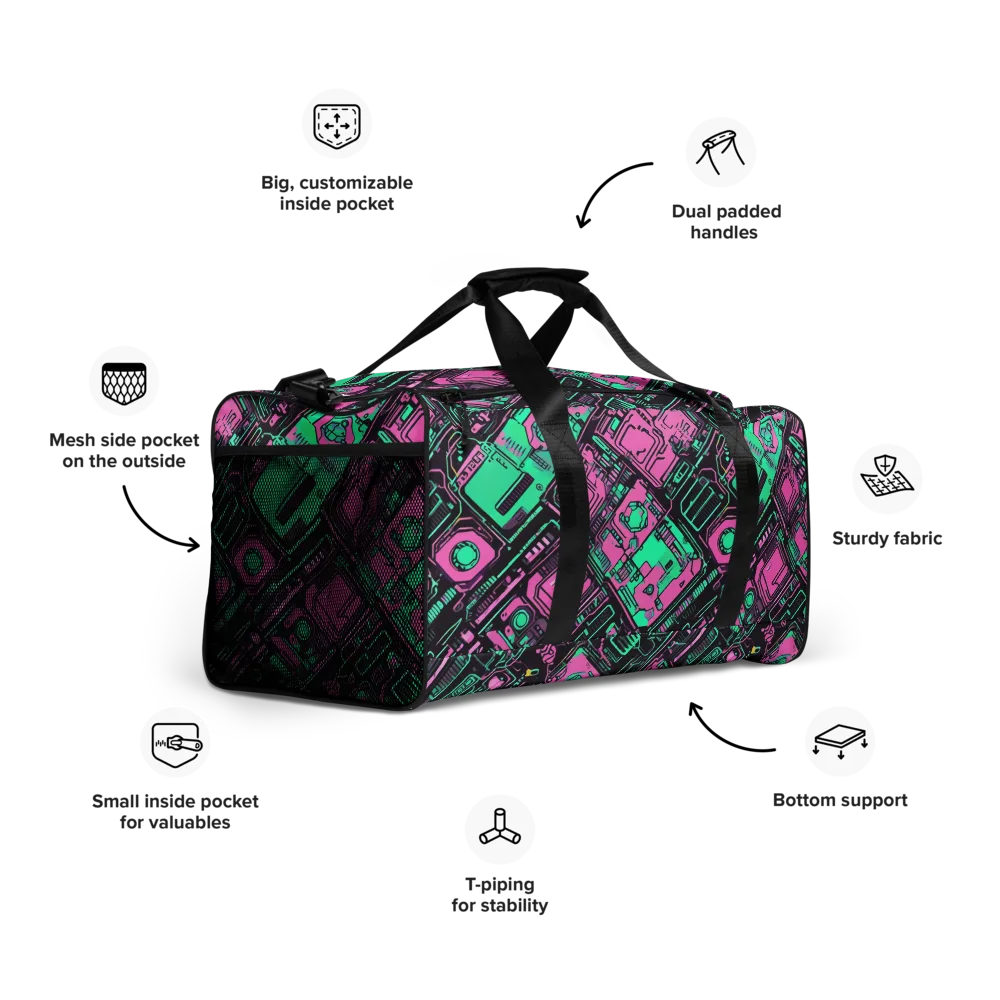 Vaporwave Voltage on Duffle Bag — Right Front