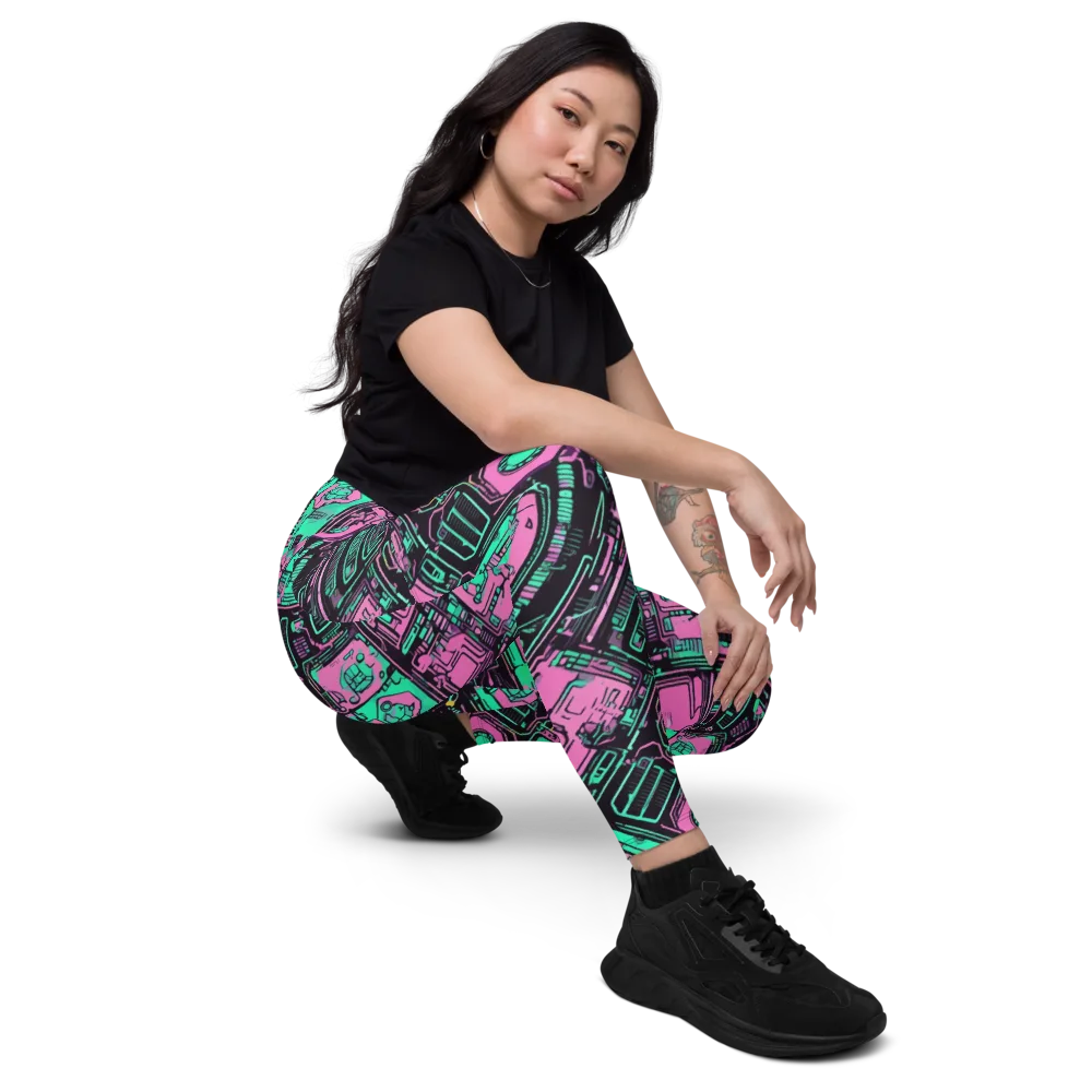 Vaporwave Voltage on Leggings with Pockets — Right Front
