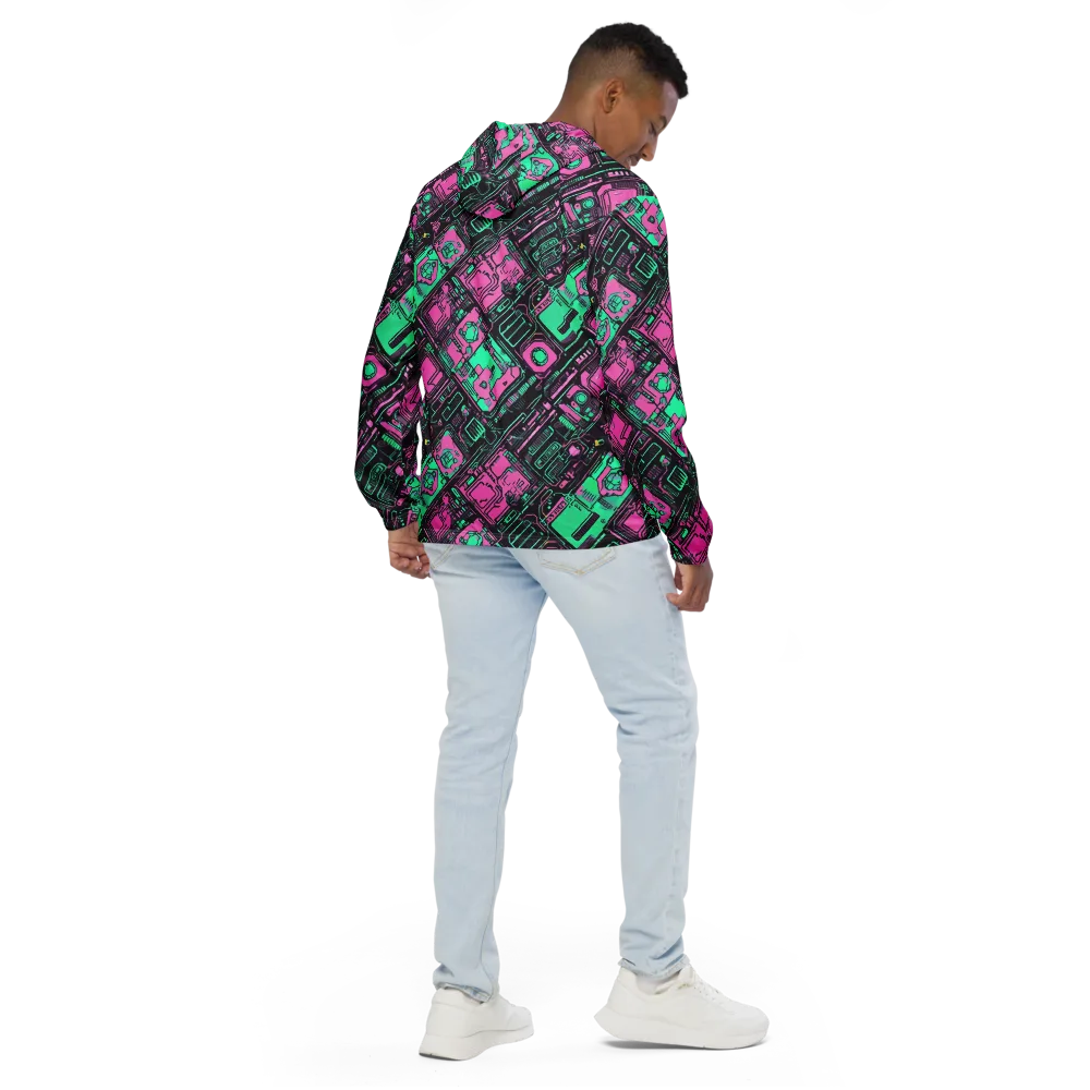 Vaporwave Voltage on Men's Windbreaker — Back