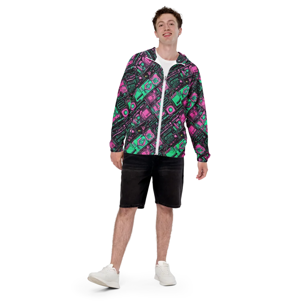 Vaporwave Voltage on Men's Windbreaker — Front