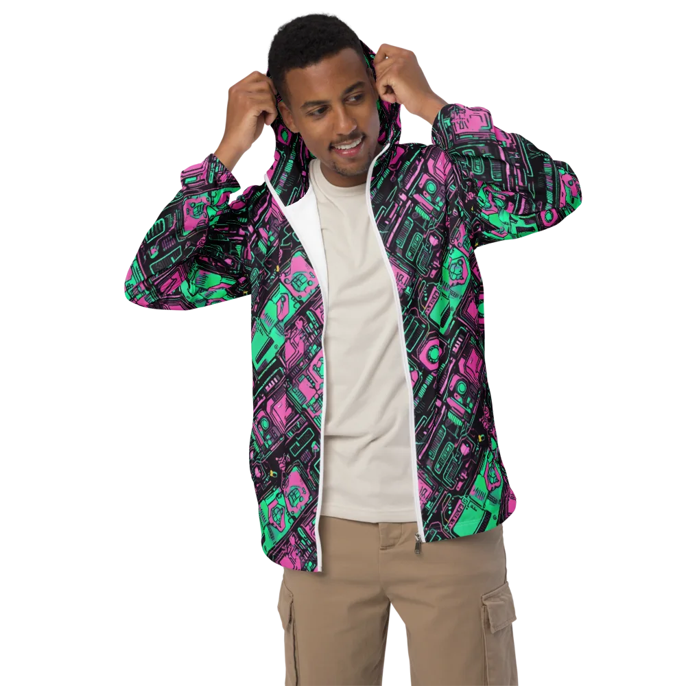 Vaporwave Voltage on Men's Windbreaker — Front