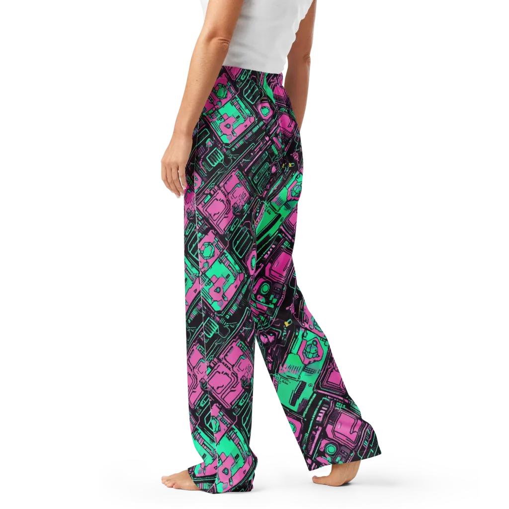 Vaporwave Voltage on Women's Pajama Pants — Left