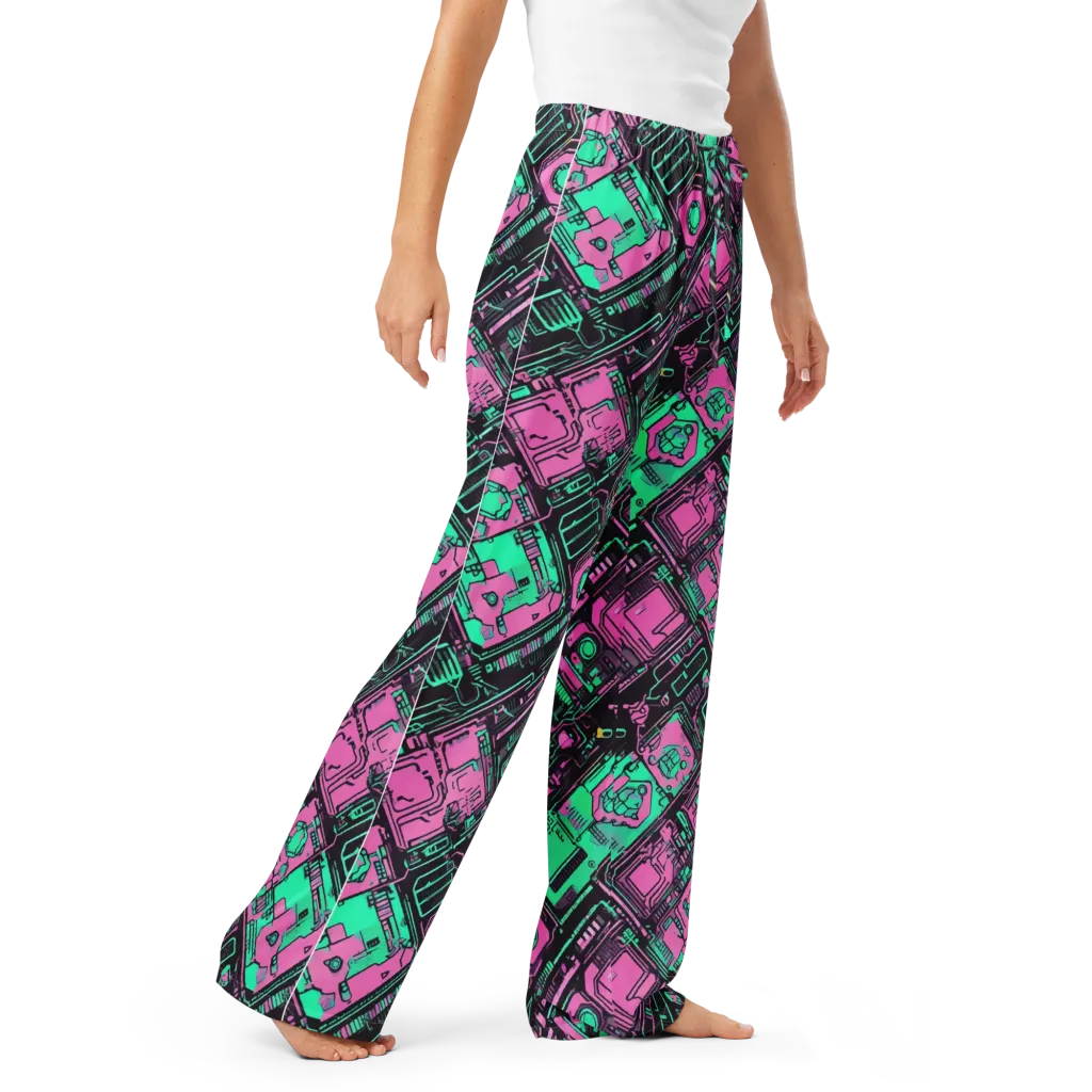 Vaporwave Voltage on Women's Pajama Pants — Right Front