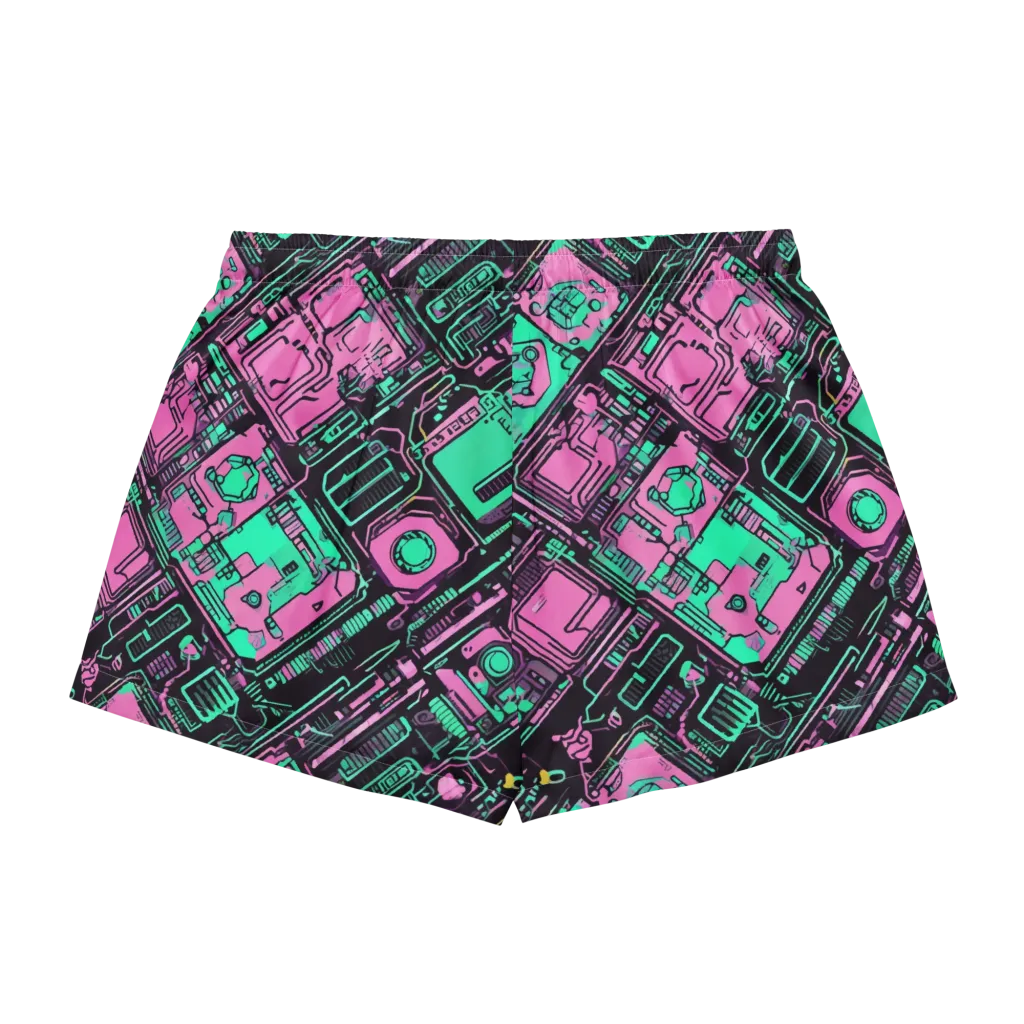 Vaporwave Voltage on Women's Pajama Shorts — Back