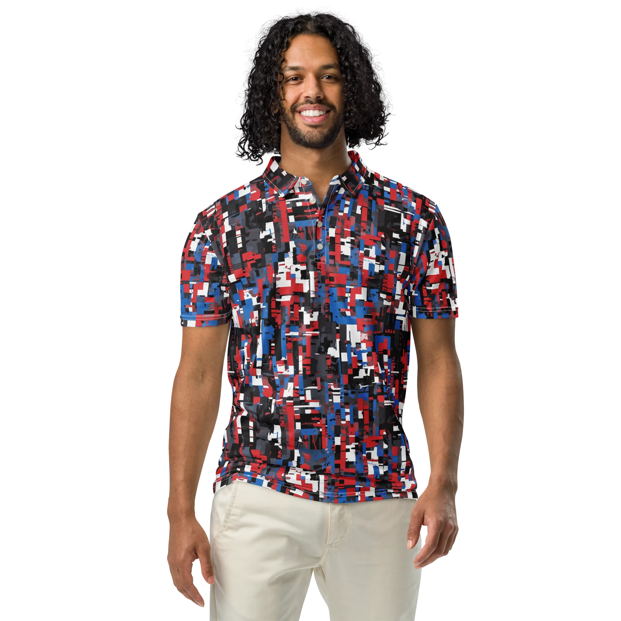 Chromatic Scramble on Men's Slim Fit Polo Shirt — Front