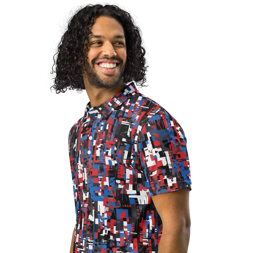 Chromatic Scramble on Men's Slim Fit Polo Shirt — Left Front