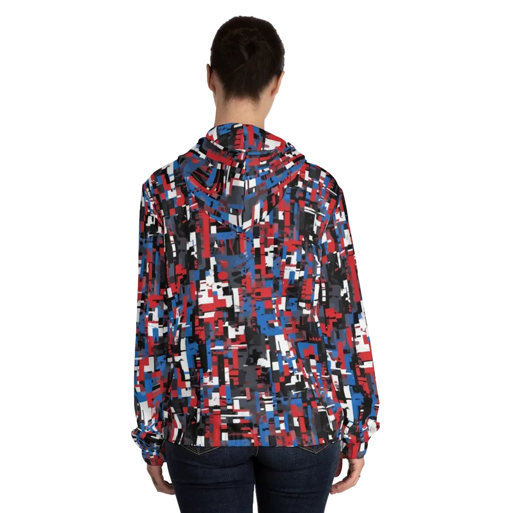 Chromatic Scramble on Women's Full-Zip Hoodie — Back On Person