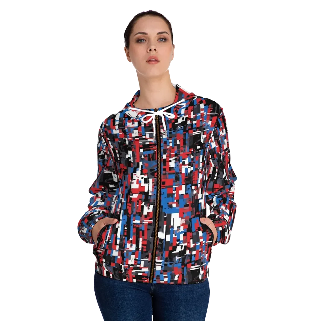 Chromatic Scramble on Women's Full-Zip Hoodie — Front On Person