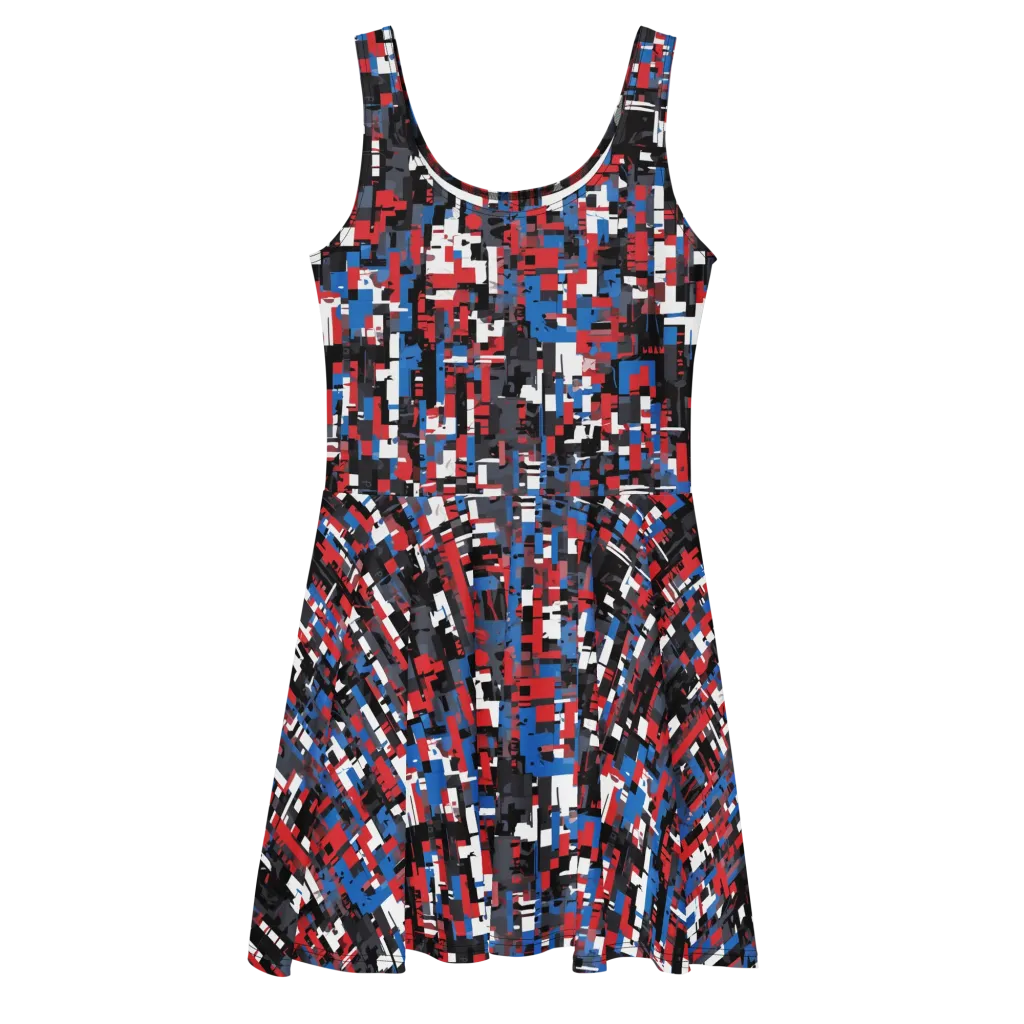 Chromatic Scramble on Skater Dress — Front