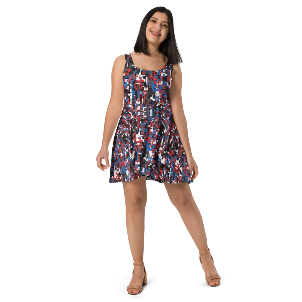 Chromatic Scramble on Skater Dress — Front