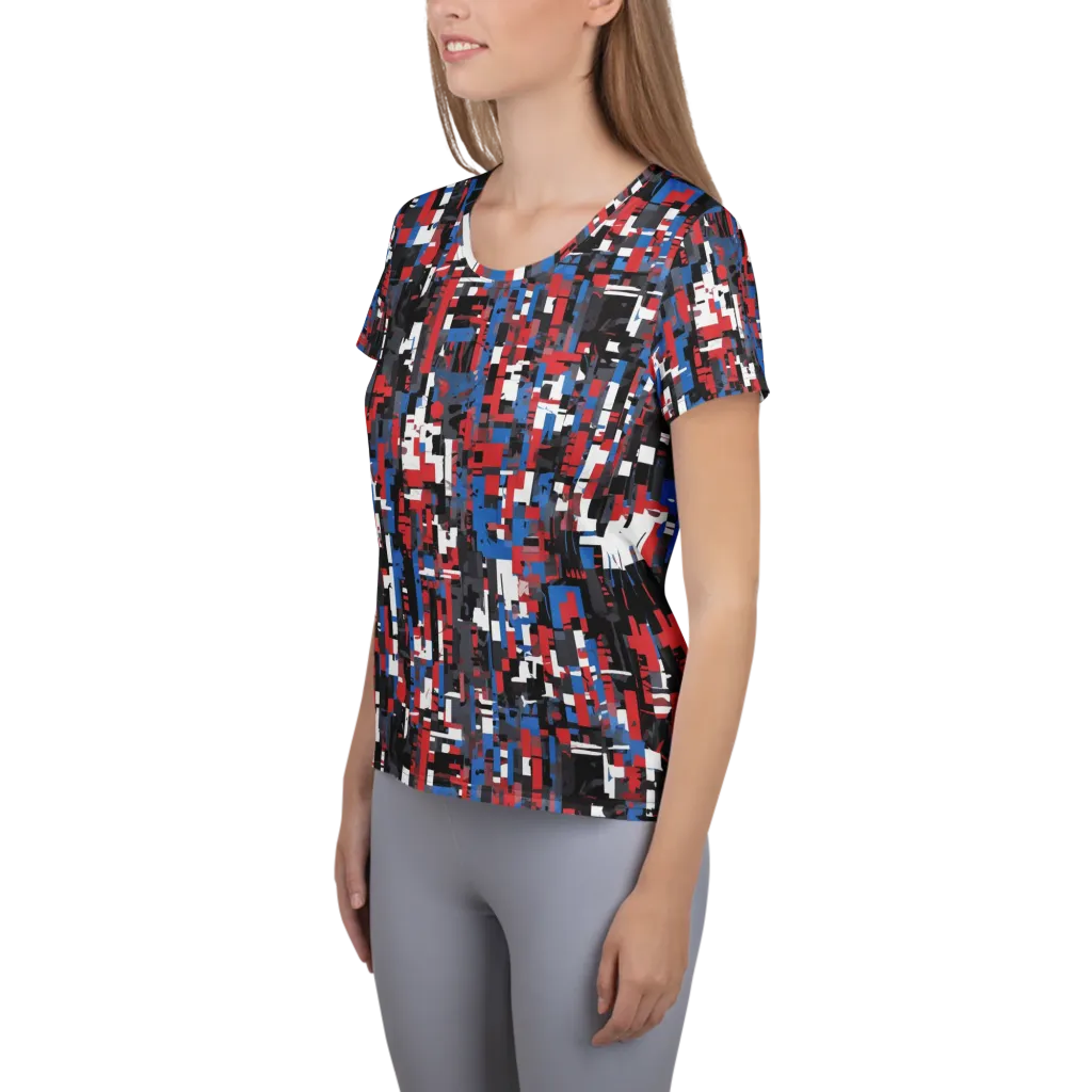Chromatic Scramble on Women's Athletic T-Shirt — Left