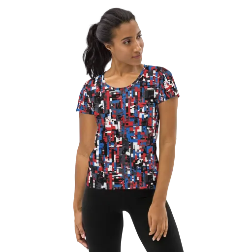 Chromatic Scramble on a Women's Athletic T-Shirt