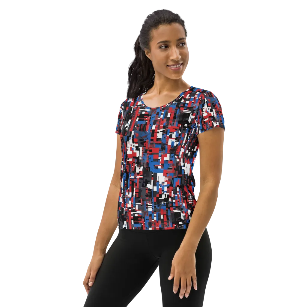 Chromatic Scramble on Women's Athletic T-Shirt — Left