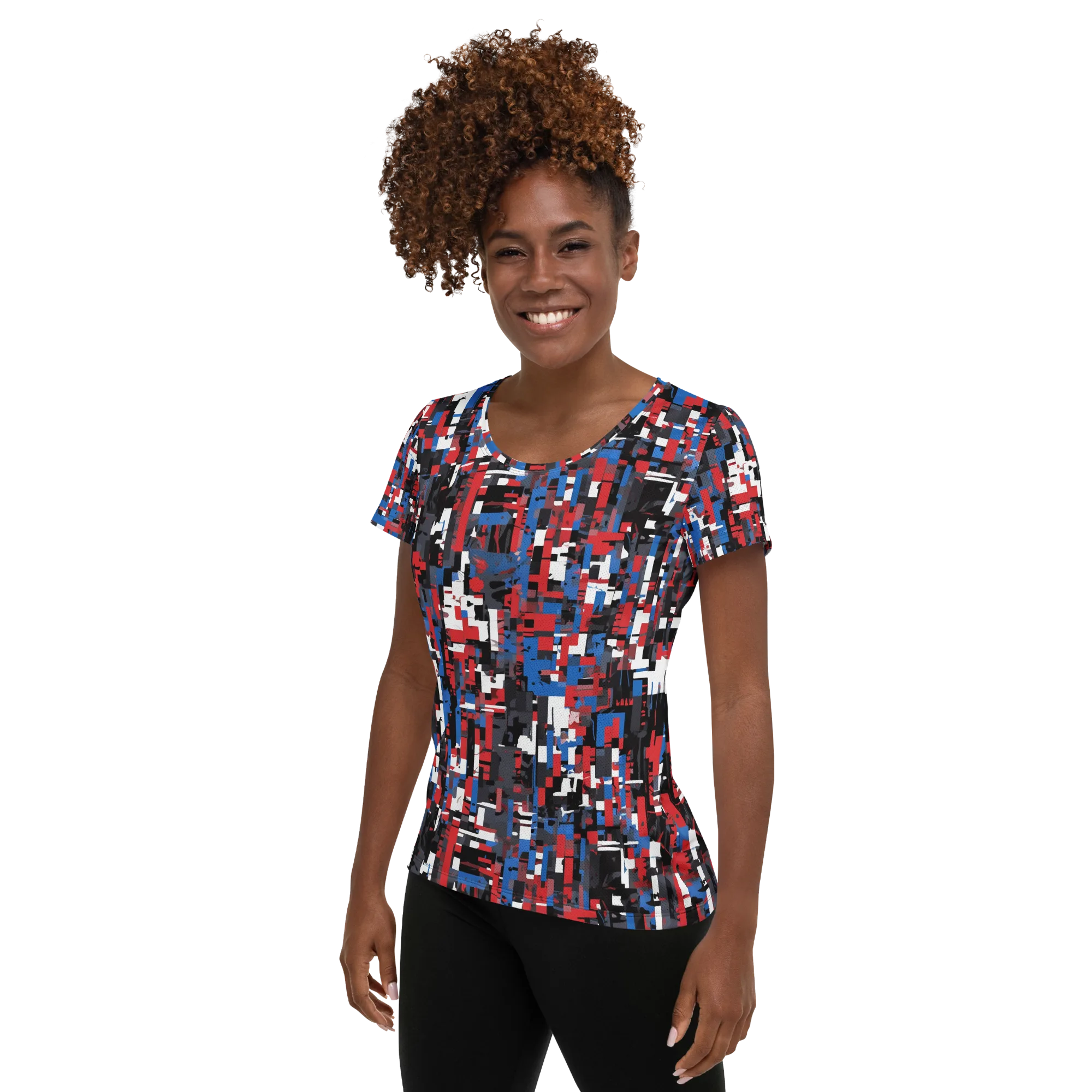 Chromatic Scramble on Women's Athletic T-Shirt — Left