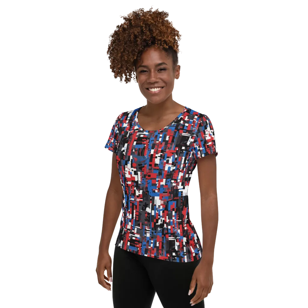 Chromatic Scramble on Women's Athletic T-Shirt — Left