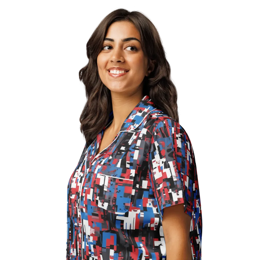 Chromatic Scramble on Women's Short Sleeve Pajama Top — Left Front